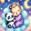 Sleepy Baby And Panda Nursery 5D Diamond Painting