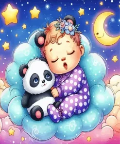 Sleepy Baby And Panda Nursery 5D Diamond Painting