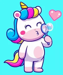 Cartoon Blowing Bubbles 5D Diamond Painting