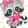 Cartoon Raccoon Bubble Bum 5D Diamond Painting