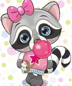 Cartoon Raccoon Bubble Bum 5D Diamond Painting