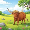 Cartoon Brown Bull 5D Diamond Painting