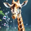 Giraffe And Bubbles 5D Diamond Painting