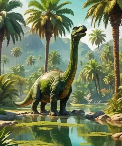 Green Brontosaurus 5D Diamond Painting