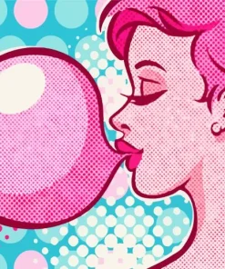 Pop Art Woman Blowing Bubble Gum 5D Diamond Painting
