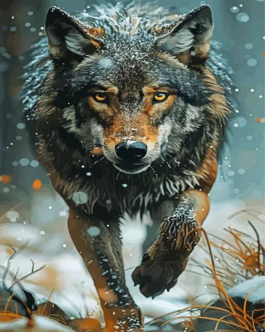 brown and black wolf Diamond With Numbers Brown And Black Wolf 5D Diamond Painting