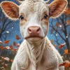 Brown And White Baby Cow 5D Diamond Painting