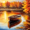 Brown Boat In A Lake 5D Diamond Painting