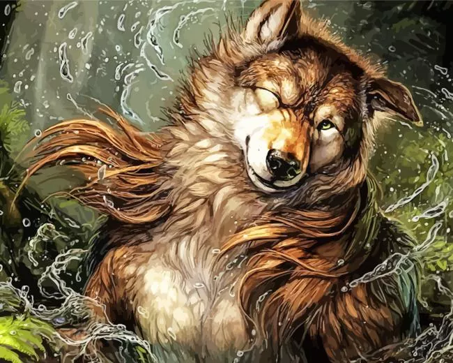 brown wolf art Diamond By Numbers Brown Wolf Art 5D Diamond Painting