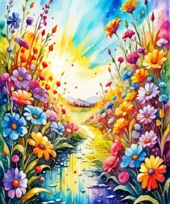 Colorful Flower Field 5D Diamond Painting