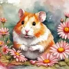 Cool Flowers And Hamster Art 5D Diamond Painting