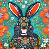 Floral Folk Art Bunny Art 5D Diamond Painting