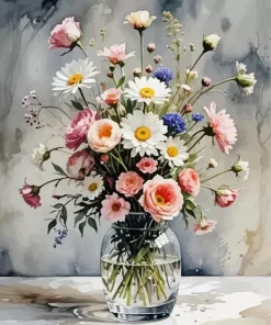 Flower In Glass Vase 5D Diamond Painting