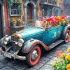 Flowers And Car Art 5D Diamond Painting