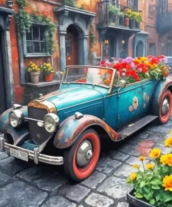 Flowers And Car Art 5D Diamond Painting