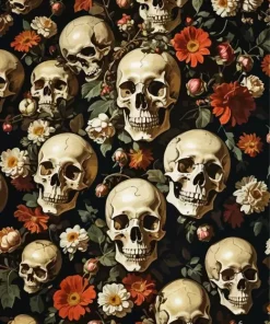 Flowers And Skulls Art 5D Diamond Painting