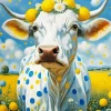 Flowers And White Cow 5D Diamond Painting