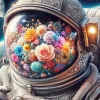 Flowers Astronaut 5D Diamond Painting