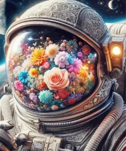 Flowers Astronaut 5D Diamond Painting