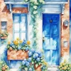 Flowers Blue Door 5D Diamond Painting
