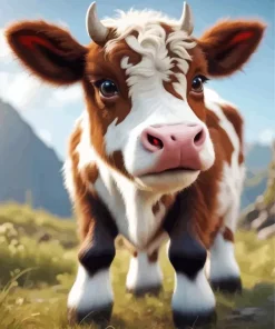 Fluffy Baby Brown Cow 5D Diamond Painting
