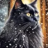 Fluffy Black Cat Art 5D Diamond Painting