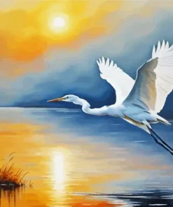 Flying White Heron 5D Diamond Painting