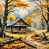 Forest Cabin Landscape 5D Diamond Painting