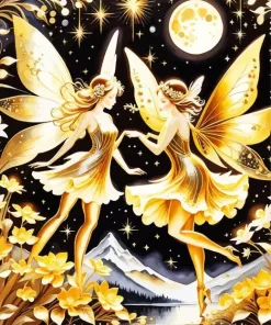 Golden Flower Fairies 5D Diamond Painting