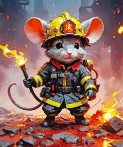 Mouse Firefighter 5D Diamond Painting