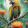 Parrot And Flowers Branch 5D Diamond Painting