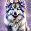 Purple Flower Crown Dog 5D Diamond Painting