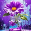 Purple Flower In Jar Art 5D Diamond Painting