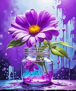 Purple Flower In Jar Art 5D Diamond Painting