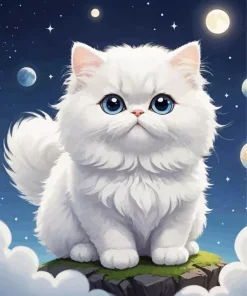 White Persian Cat Art 5D Diamond Painting