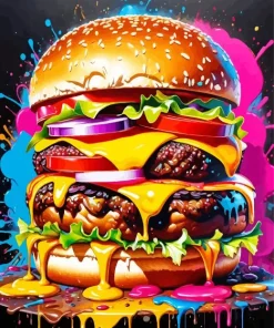 Colors Splash Burger 5D Diamond Painting