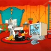 Daffy Duck And Bugs Bunny Watching Tv 5D Diamond Painting