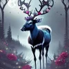Floral Buck Antlers 5D Diamond Painting