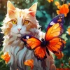 Orange Butterfly Cat 5D Diamond Painting