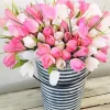 Pink White Tulips Bucket 5D Diamond Painting