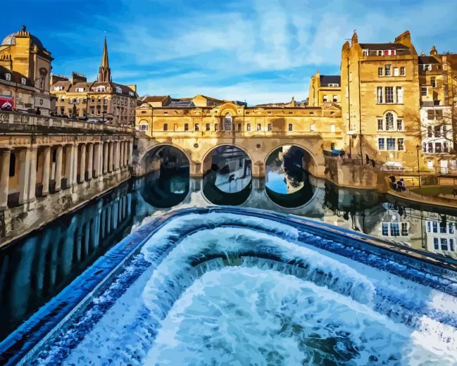 Pulteney bridge Diamond With Numbers Pulteney Bridge 5D Diamond Painting