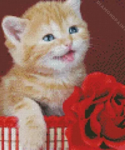 Rose And Cat 5D Diamond Painting