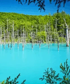 Shirogane Blue Pond 5D Diamond Painting