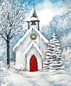 Snow Winter Church 5D Diamond Painting