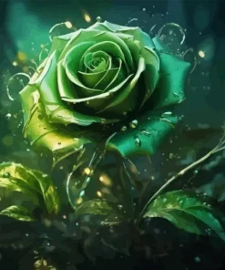Aesthetic Green Rose 5D Diamond Painting