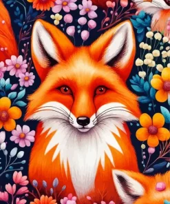 Aesthetic Fox With Flowers 5D Diamond Painting