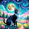 Aesthetic Full Moon And Cat 5D Diamond Painting