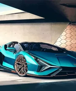 Blue Lamborghini Sian 5D Diamond Painting