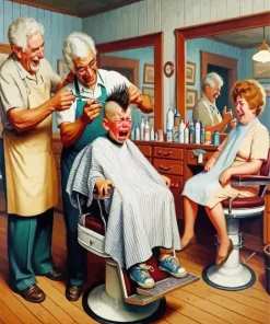 Boy Crying In The Barber 5D Diamond Painting