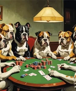 Bulldogs Playing Poker 5D Diamond Painting